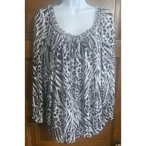 Willi Smith Black and White Leopard Printed Top